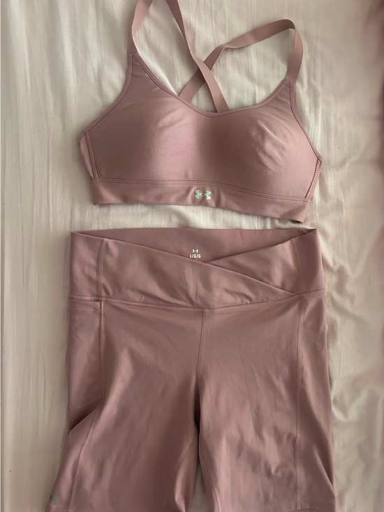 Under Armour Other - Under Armour Dusty Rose Crossback Sports Bra and High-Waist Bike Shorts